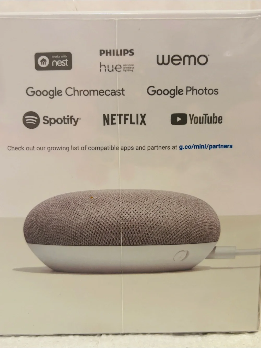 Google Home Mini (1st Gen) – Chalk – Factory Sealed